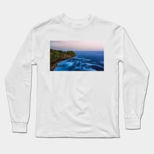 Slow-mo sea waves on a rocky beach Long Sleeve T-Shirt